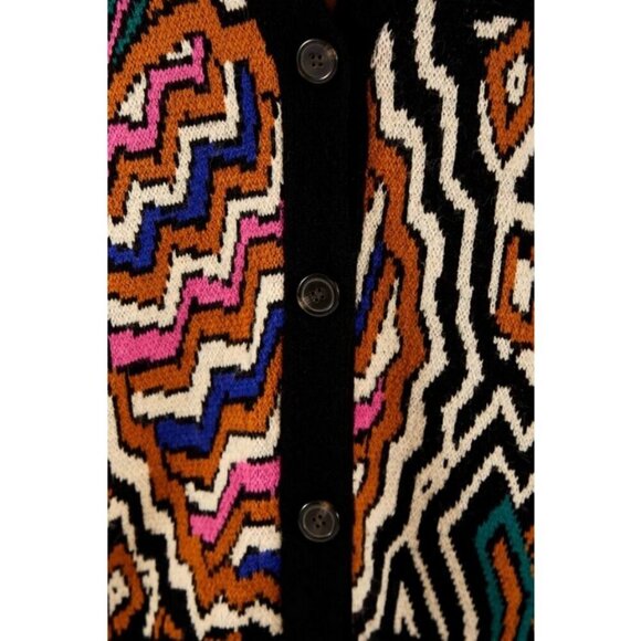 💕FARM RIO💕 Caramel Tropical Stripes Cardigan ~ Tropical Stripes Print XL NWT - Picture 6 of 16